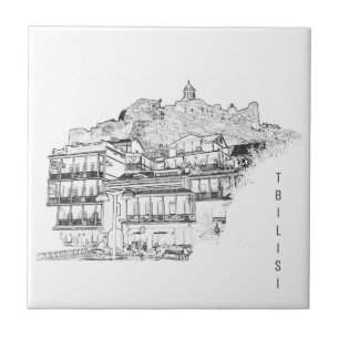 Tbilisi Georgia Street Architecture Sketch Tegeltje