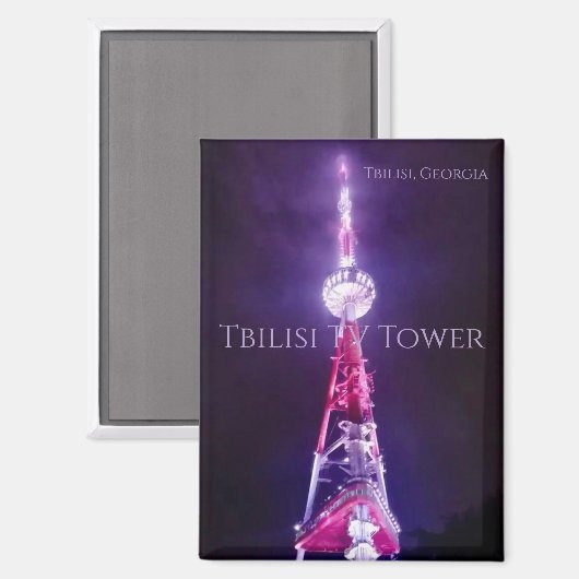 Tbilisi Georgia - Tbilisi TV Tower Magnet (Voorkant / Achterkant)