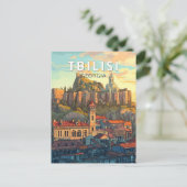 Tbilisi Georgië Illustratie Reizen Art Vintage Briefkaart (Staand voorkant)