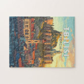 Tbilisi Georgië Illustratie Reizen Art Vintage Legpuzzel (Horizontaal)