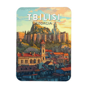 Tbilisi Georgië Illustratie Reizen Art Vintage Magneet