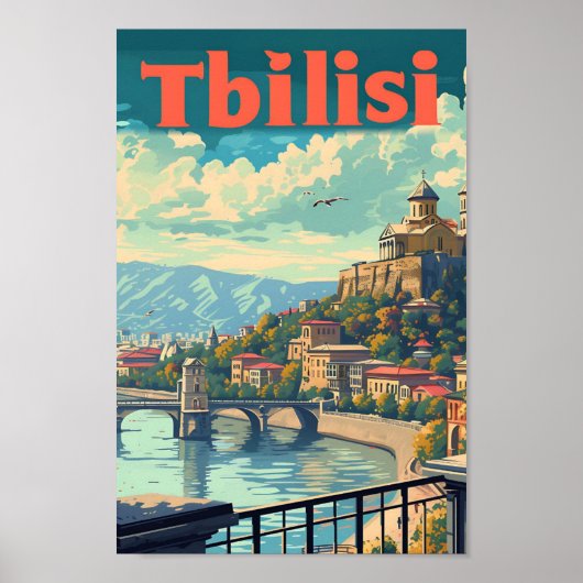 Tbilisi Georgië  kunst reisillustratie Poster (Voorkant)