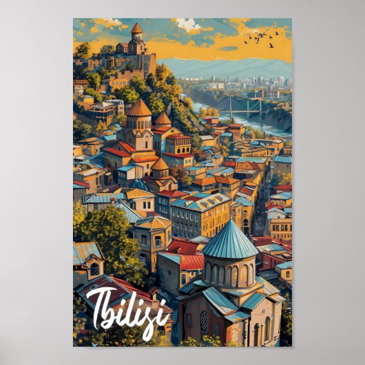 Tbilisi Georgië  kunst reisillustratie Poster (Voorkant)