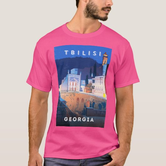Tbilisi Georgië - Retro Travel Minimalistisch Post T-shirt (Voorkant)