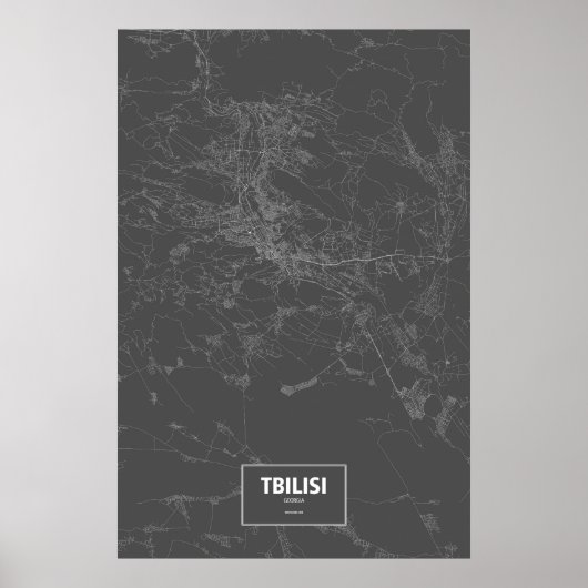Tbilisi, Georgië (wit op zwart) Poster (Voorkant)