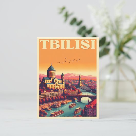Tbilisi hoofdstad van Georgië, Retro souvenir gesc Briefkaart (Staand voorkant)