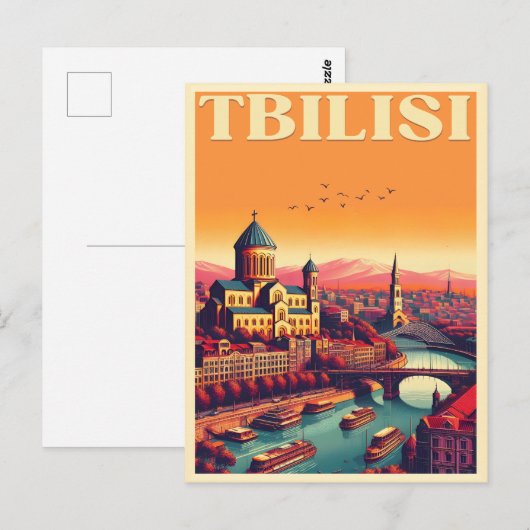 Tbilisi hoofdstad van Georgië, Retro souvenir gesc Briefkaart (Voorkant / Achterkant)