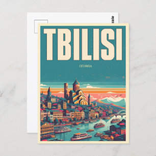 Tbilisi hoofdstad van Georgië, Retro souvenir gesc Briefkaart