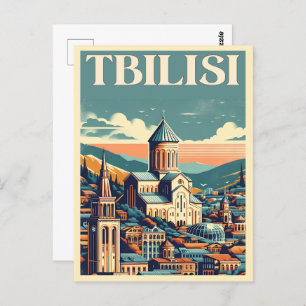 Tbilisi hoofdstad van Georgië, Retro souvenir gesc Briefkaart
