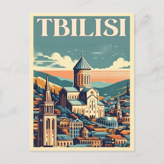 Tbilisi hoofdstad van Georgië, Retro souvenir gesc Briefkaart (Voorkant)