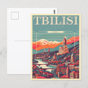 Tbilisi hoofdstad van Georgië, Retro souvenir gesc Briefkaart