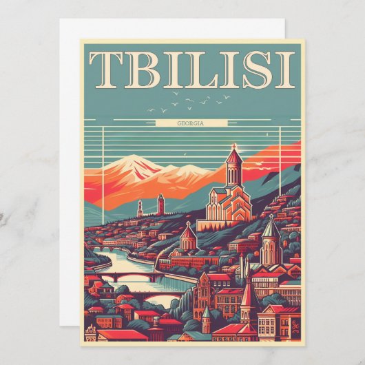 Tbilisi hoofdstad van Georgië, Retro souvenir gesc Kaart (Voorkant / Achterkant)