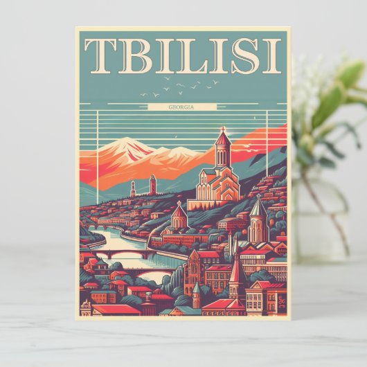 Tbilisi hoofdstad van Georgië, Retro souvenir gesc Kaart (Staand voorkant)