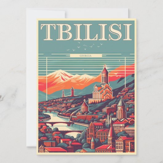 Tbilisi hoofdstad van Georgië, Retro souvenir gesc Kaart (Voorkant)