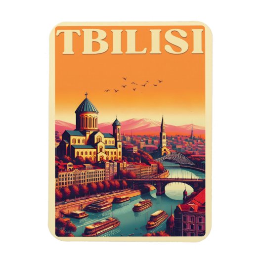 Tbilisi hoofdstad van Georgië, Retro souvenir gesc Magneet (Verticaal)