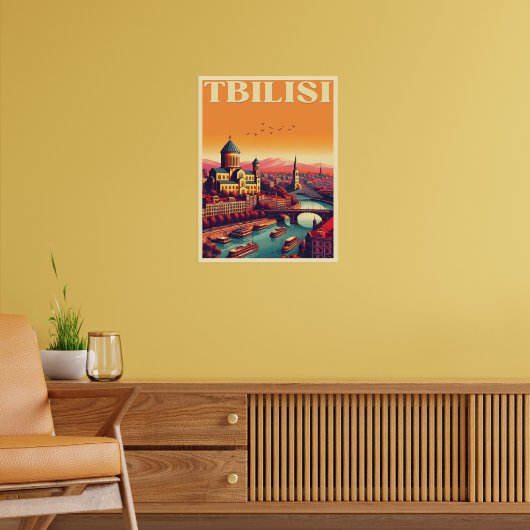 Tbilisi hoofdstad van Georgië, Retro souvenir gesc Poster (Woonkamer 2)