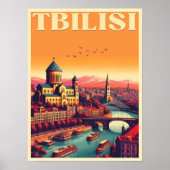 Tbilisi hoofdstad van Georgië, Retro souvenir gesc Poster (Voorkant)