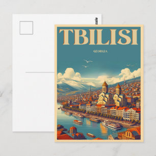 Tbilisi Hoofdstad van Georgië, Retro-souvenircadea Briefkaart