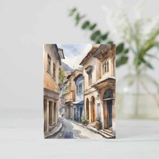 Tbilisi waterverf kunst briefkaart (Staand voorkant)