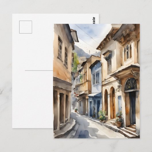 Tbilisi waterverf kunst briefkaart (Voorkant / Achterkant)