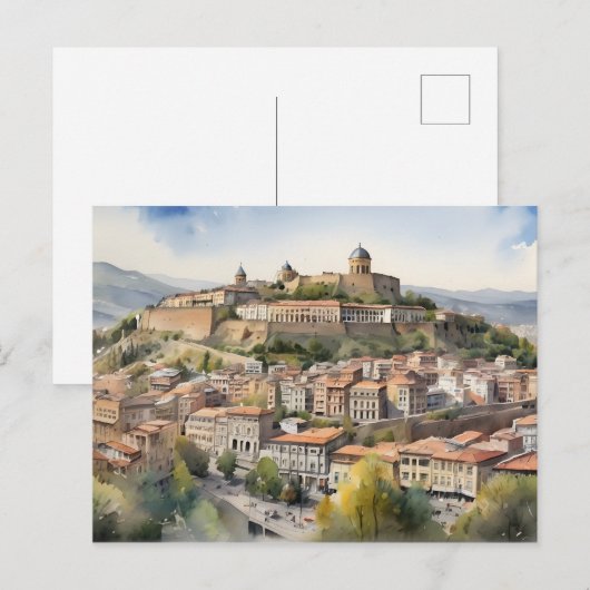 Tbilisi waterverf kunst briefkaart (Voorkant / Achterkant)