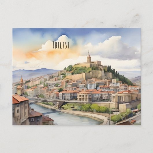 Tbilisi waterverf kunst briefkaart (Voorkant)