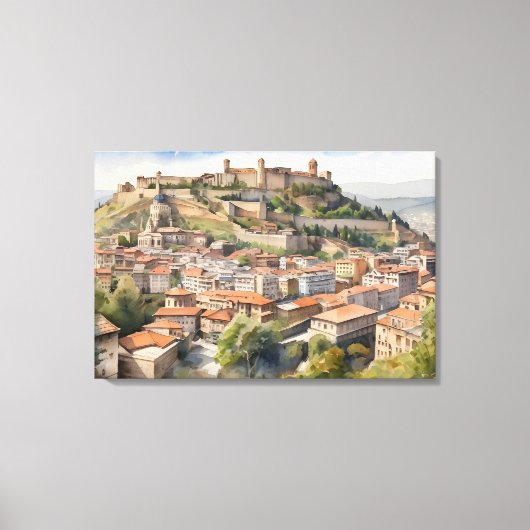 Tbilisi waterverf kunst canvas afdruk (Voorkant)
