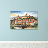 Tbilisi waterverf kunst canvas afdruk (Insitu (Houten vloer))