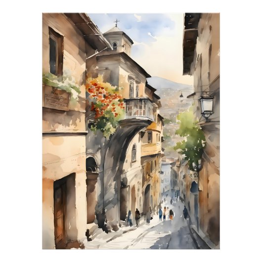 Tbilisi waterverf kunst foto afdruk (Voorkant)