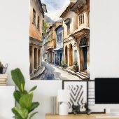 Tbilisi waterverf kunst poster (Thuiskantoor)