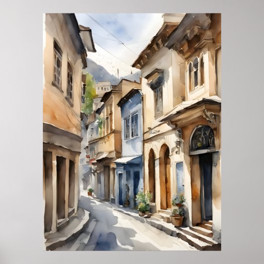 Tbilisi waterverf kunst poster (Voorkant)