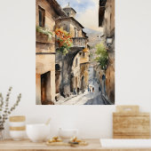 Tbilisi waterverf kunst poster (Keuken)