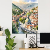 Tbilisi waterverf kunst poster (Thuiskantoor)