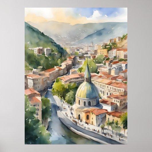 Tbilisi waterverf kunst poster (Voorkant)