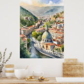 Tbilisi waterverf kunst poster (Keuken)