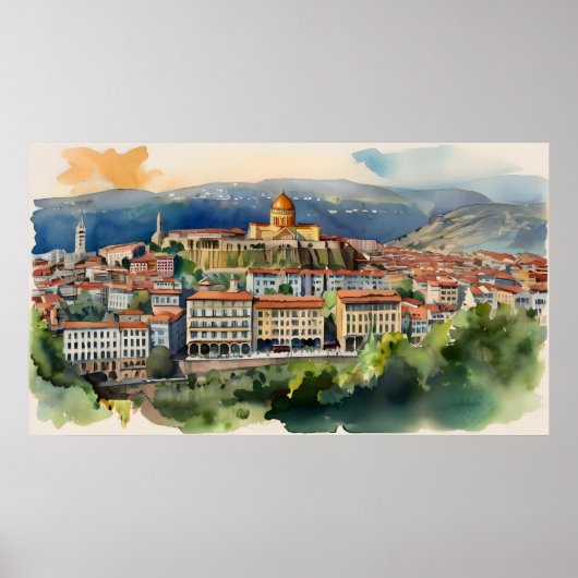 Tbilisi waterverf kunst poster (Voorkant)