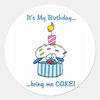 Tbone Verjaardag cupcake Ronde Sticker