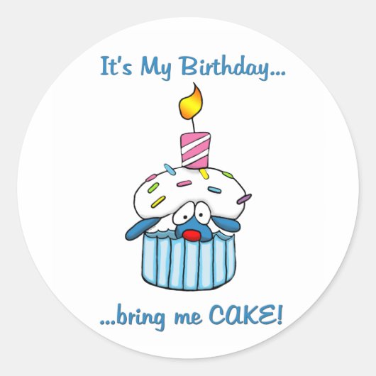 Tbone Verjaardag cupcake Ronde Sticker (Voorkant)