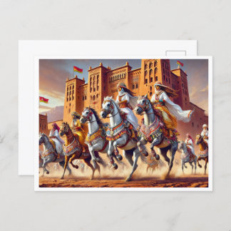 TBOURIDA traditionele Marokkaanse ruitersport Feestdagenkaart