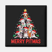 Tbull Dog Tree Xmas Light Santa Hat Christmas Merr Magneet (Voorkant)