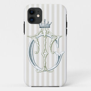 TC- of CT-monogram met kroon Case-Mate iPhone Case