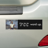 TCC woord omhoog. Bumpersticker (Op auto)