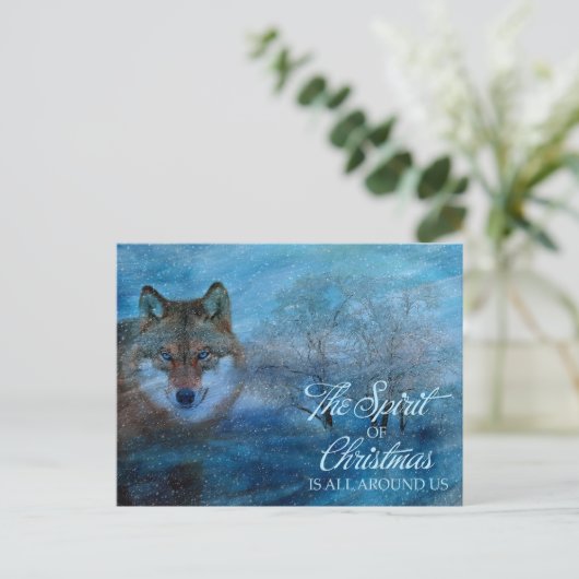 TCWC - Blauwe Wolf Kerstmis Feestdagenkaart (Staand voorkant)