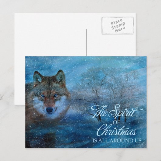 TCWC - Blauwe Wolf Kerstmis Feestdagenkaart (Voorkant / Achterkant)