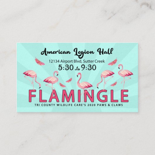 TCWC Flamingle sparen de Datum 2020 Visitekaartje (Achterkant)