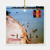 TD005 N'DJAMENA, kuststrand Chari, Keramisch Ornament (Achterkant)