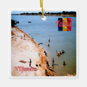 TD005 N'DJAMENA, kuststrand Chari, Keramisch Ornament (Voorkant)