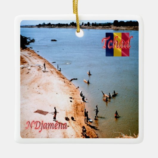 TD005 N'DJAMENA, kuststrand Chari, Keramisch Ornament (Voorkant)