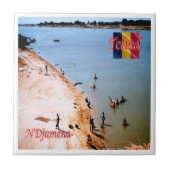 TD005 N'DJAMENA, kuststrand Chari, Tegeltje (Voorkant)