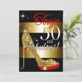 TD 50 & Fabulous Glitter Stiletto Birthday Kaart (Staand voorkant)